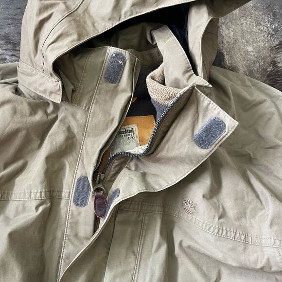 Timberland Men’s Insulated Jacket Tan Hooded Work Jacket Size Large - Picture 8 of 12